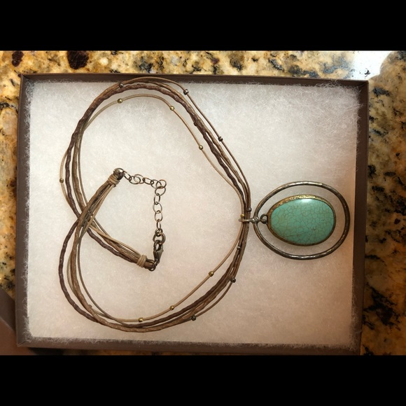 Silpada Howlite Leather Turq Sterling Necklace - Picture 3 of 5